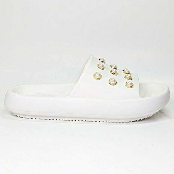 Kenneth Cole Mello Eva Pearl Embellished Platform Sandal White Size 8 (MSRP $59) - Picture 1 of 8